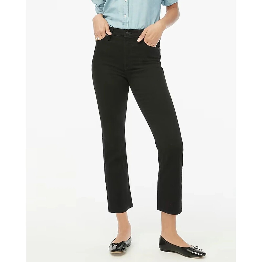 J Crew High Rise Flare Crop Jeans Womens 29 Black All Day Stretch